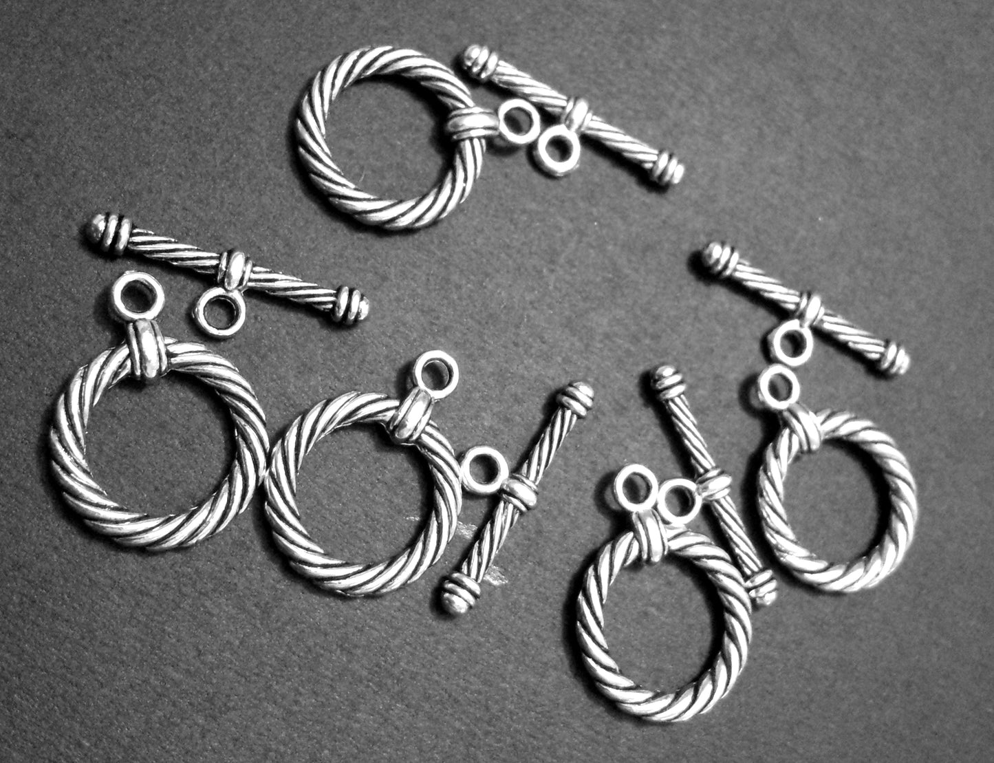 ESC-TC69: Antique Silver Rope Toggle Clasps: