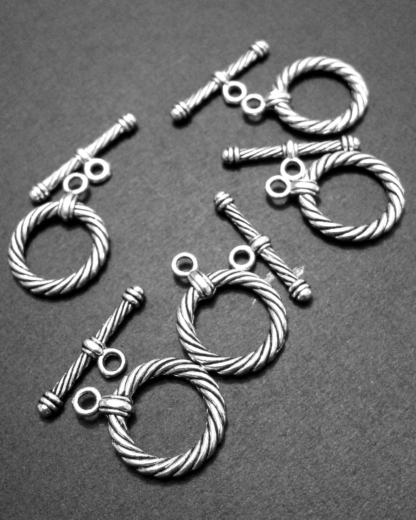 ESC-TC69: Antique Silver Rope Toggle Clasps: