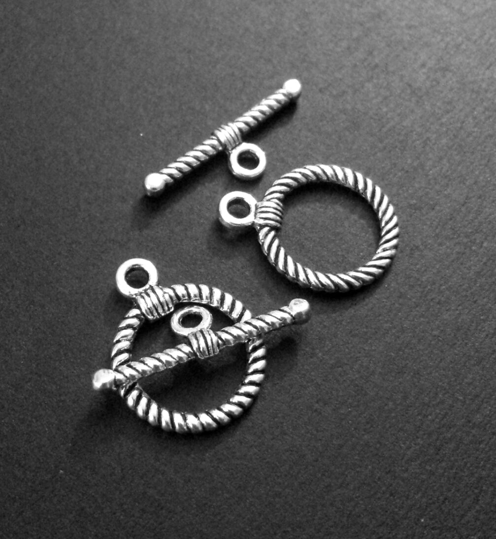 ESC-TC01: Antique Silver Rope Toggle Clasps: Ring:20x15mm: Bar:27mm