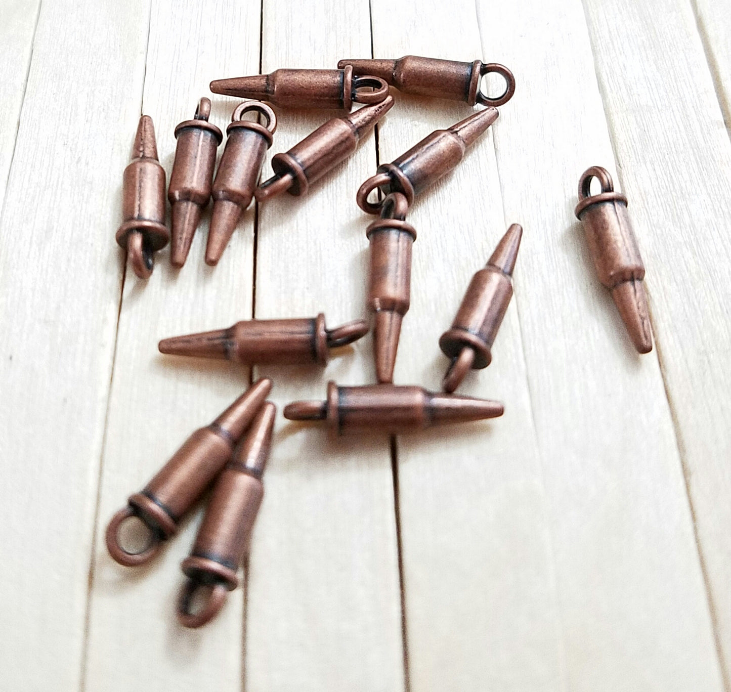 ESC-WC35: Antique Copper Bullet Charms: 15x4mm