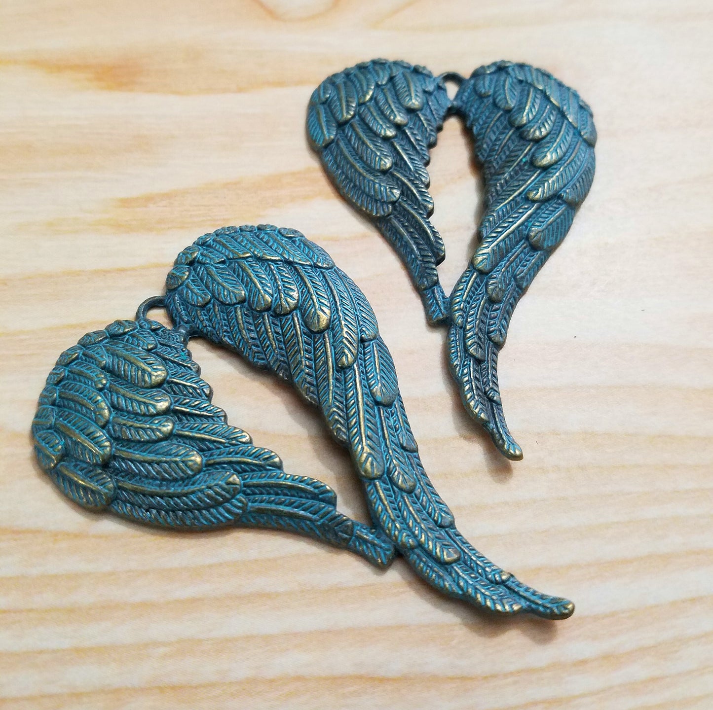 ESC-FW05: Patina Extra Large Angel Wing Pendants: 69x47mm