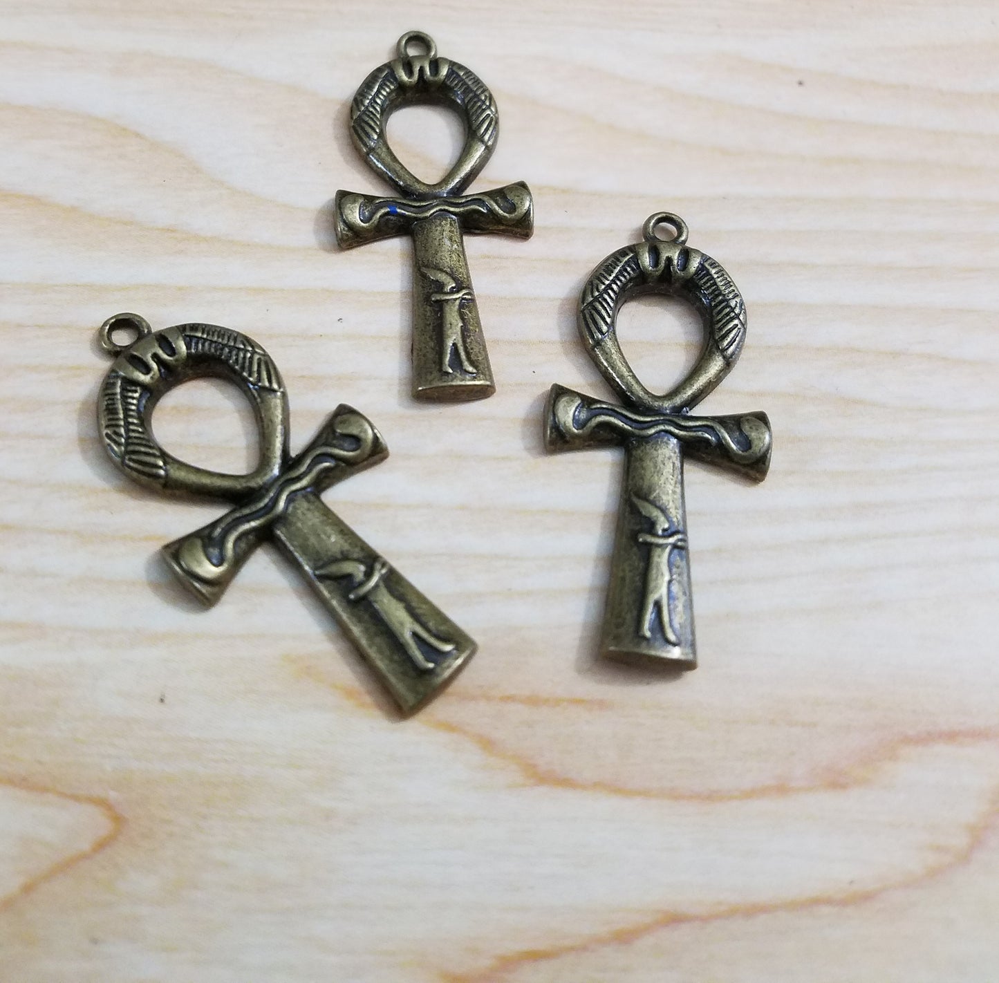 ESC-CR30: Antique Brass Egyptian Ankh Cross Pendants: 42x18mm 5pcs