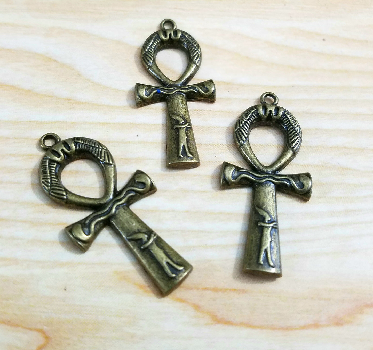 ESC-CR30: Antique Brass Egyptian Ankh Cross Pendants: 42x18mm 5pcs