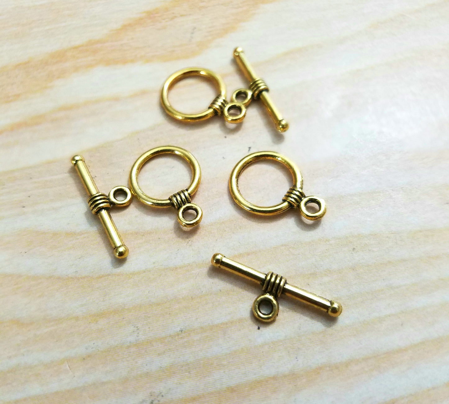 ESC-TC10: Antique Gold Toggle Clasps: Ring: 12mm: Bar18mm