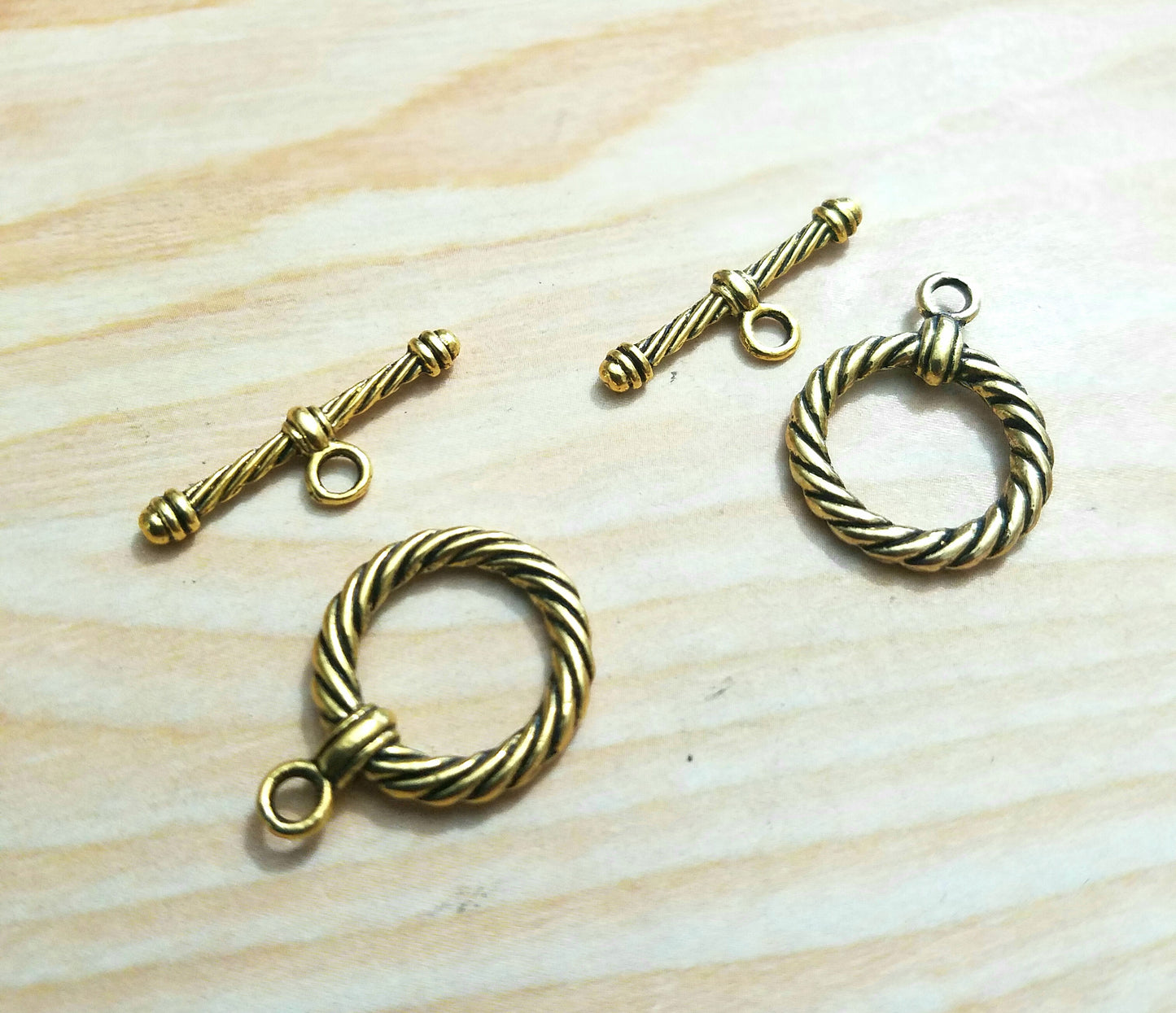 ESC-TC14: Antique Gold Rope Toggle Clasps