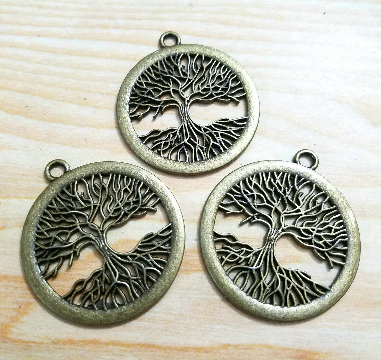 ESC-NC49: Extra Large Antique Brass Tree of Life Pendant: 47x42mm
