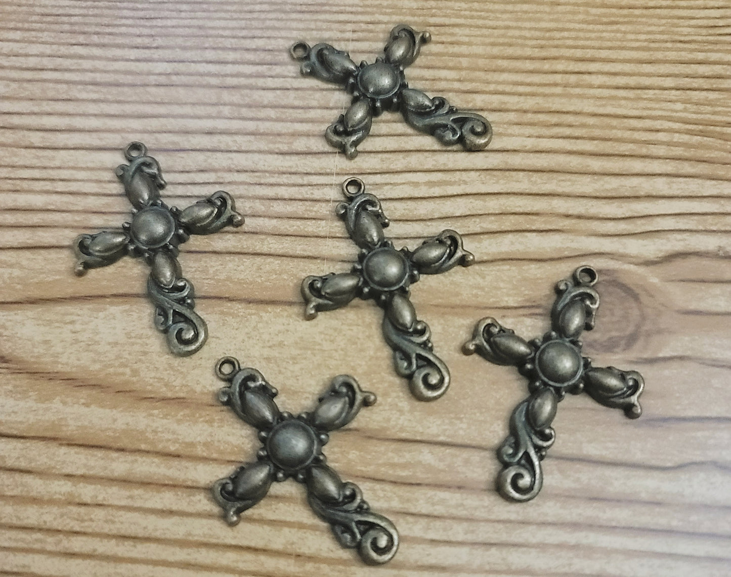 ESC-CR17: Antique Brass Bubble Cross Pendant: 41x24mm: 4pcs
