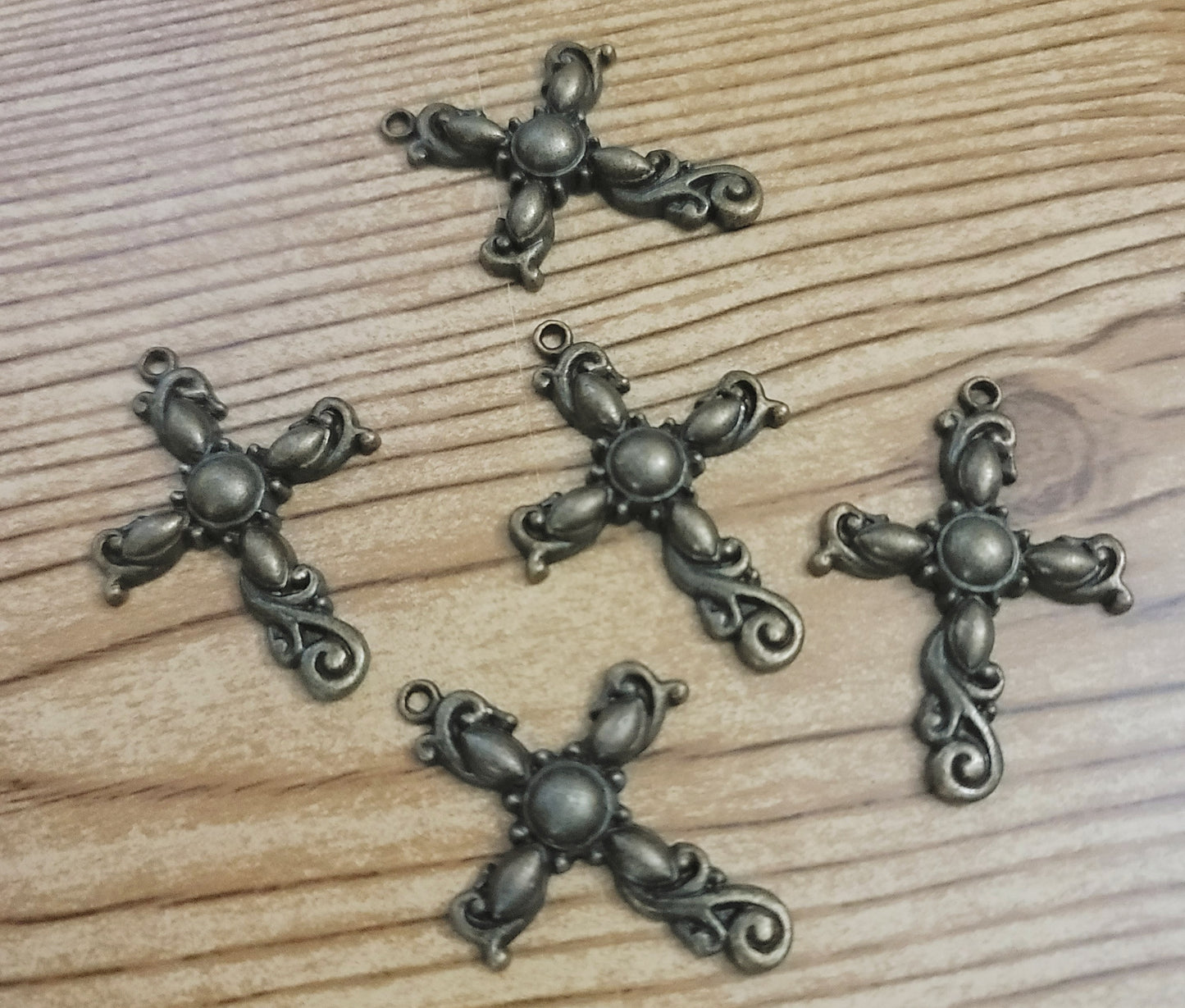 ESC-CR17: Antique Brass Bubble Cross Pendant: 41x24mm: 4pcs