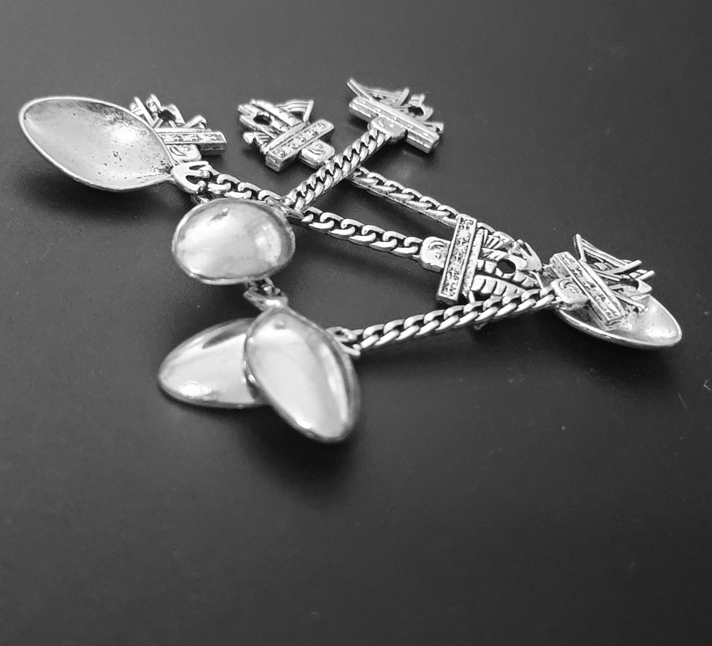 ESC-HT22: Antique Silver Spoon Pendants: 68mm