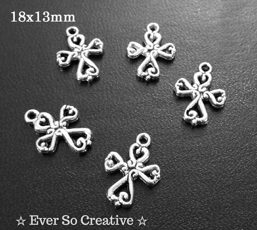 ESC-CR62: Antique Silver Cross Charms: 18x13mm: 12pcs