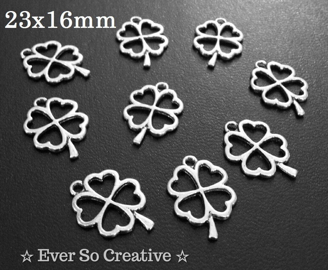 ESC-NC19: Antique Silver Clover Charms: 23x16mm