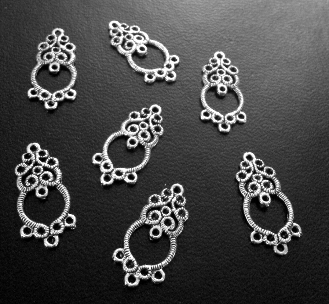 ESC-CH22: Antique Silver Five Hoop Earring Settings: 24x10mm [6pcs]