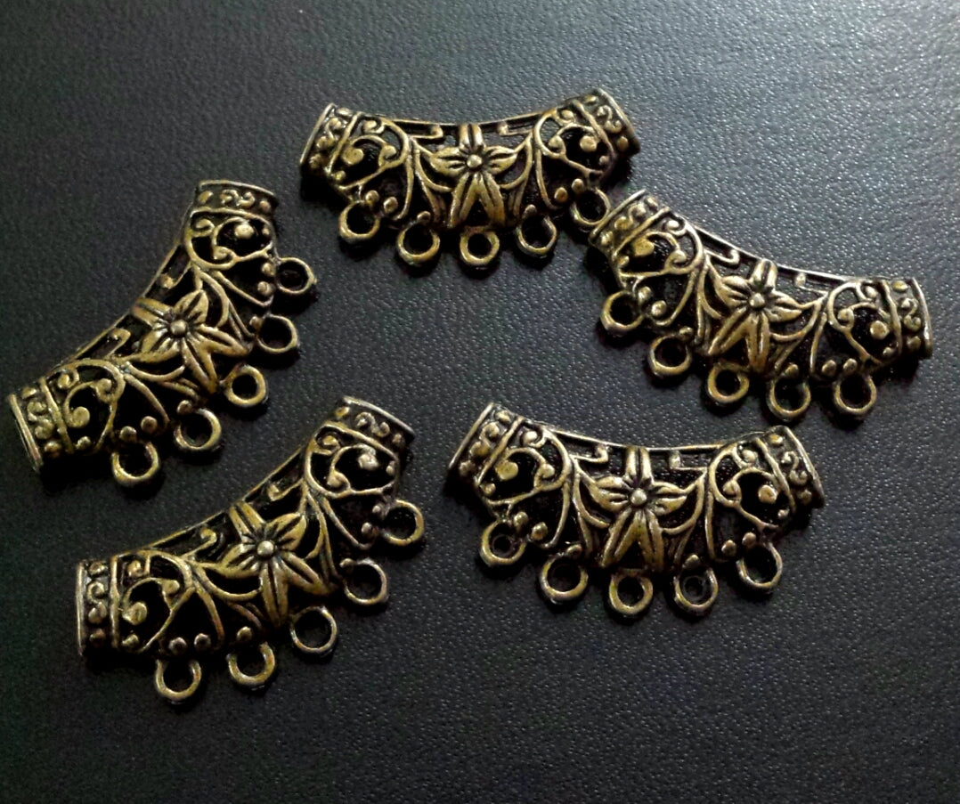 ESC-CH19: Antique Brass Pendant Settings (Five Hoops) 38x18mm: [4pcs]