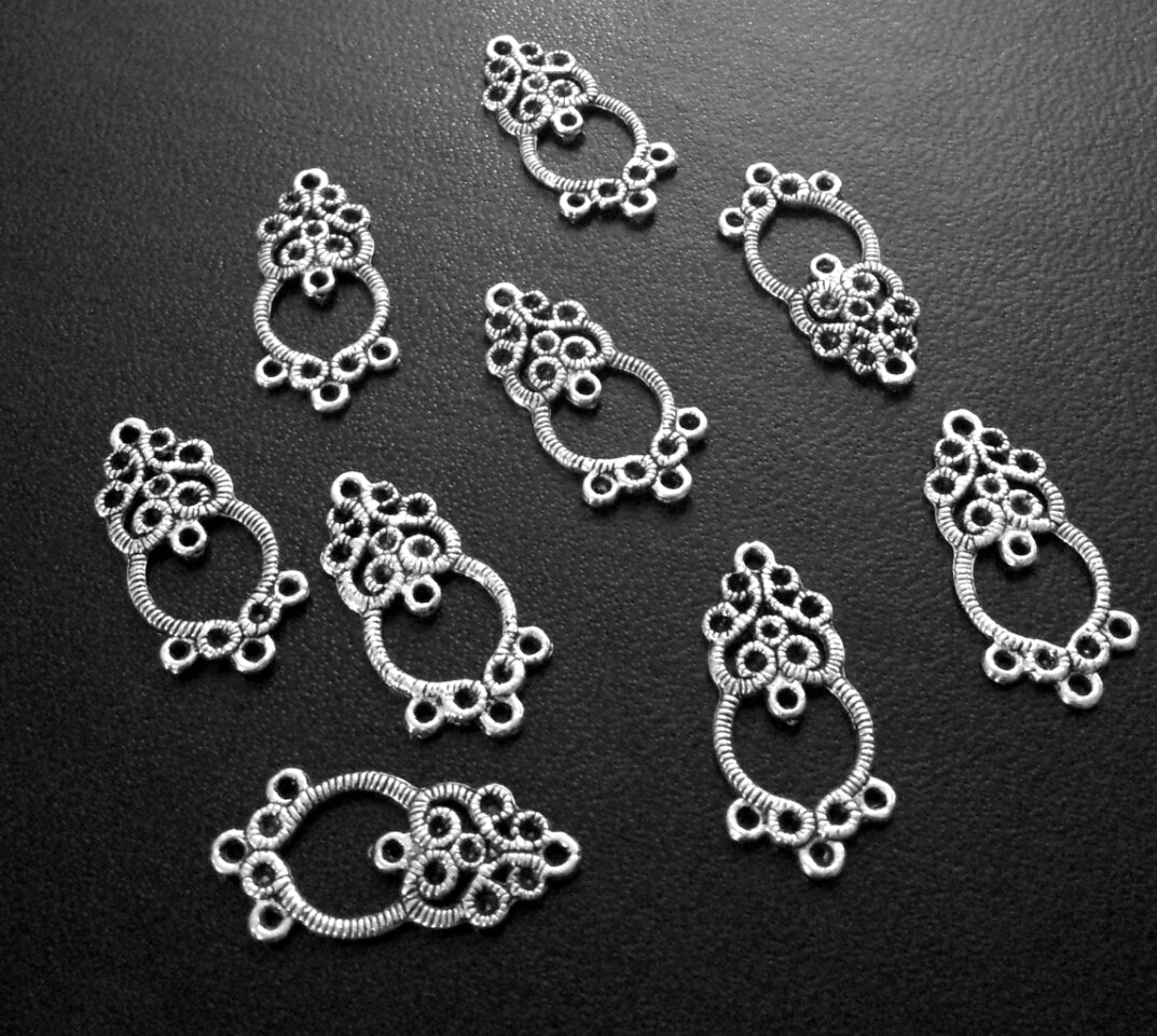 ESC-CH22: Antique Silver Five Hoop Earring Settings: 24x10mm [6pcs]