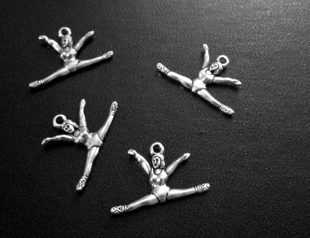 ESC-SA29: Antique Silver Gymnast Charm: 29x10mm