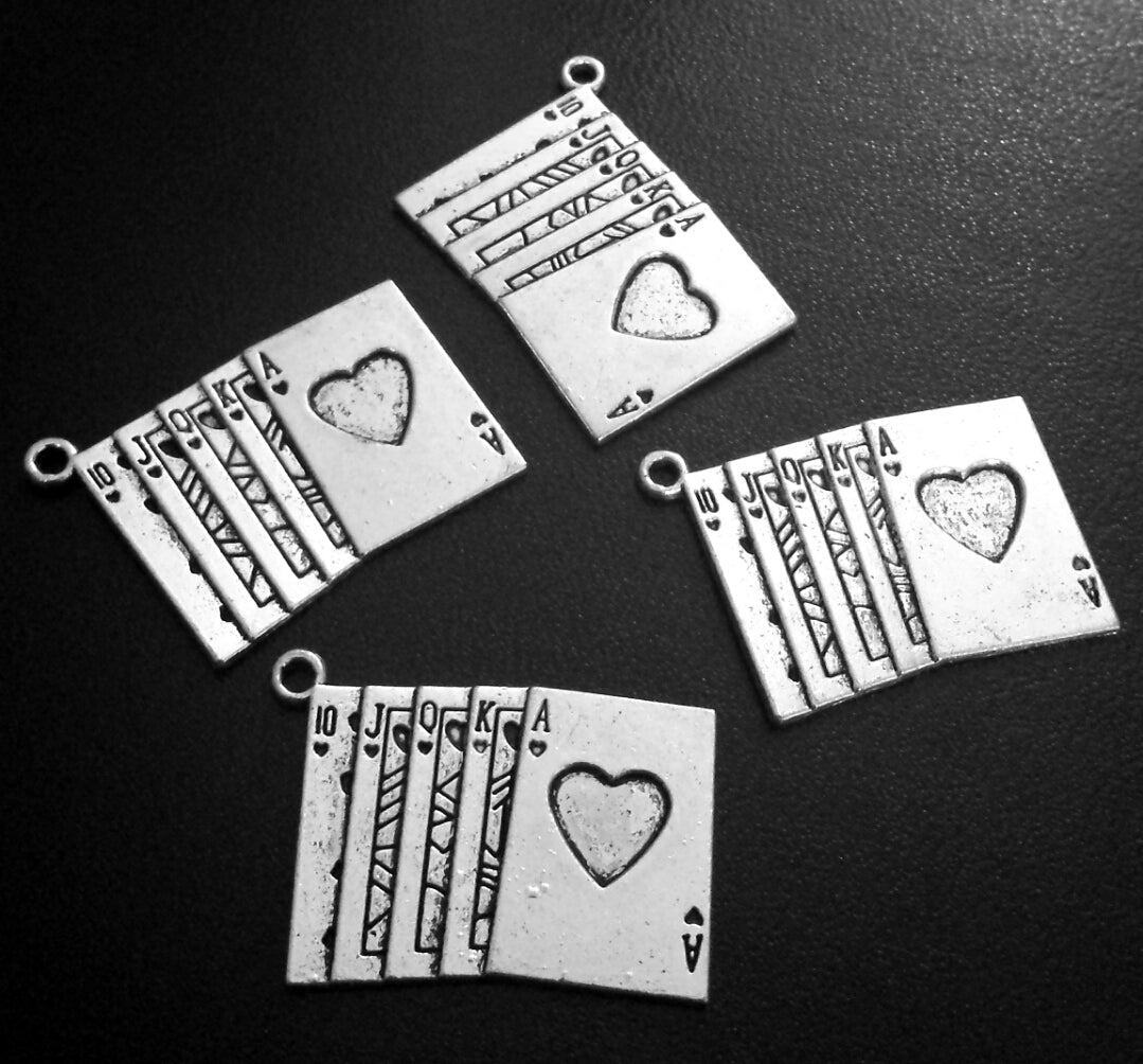 ESC-SA61: Antique Silver Playing Deck Cards: 32x23mm: [5pcs]