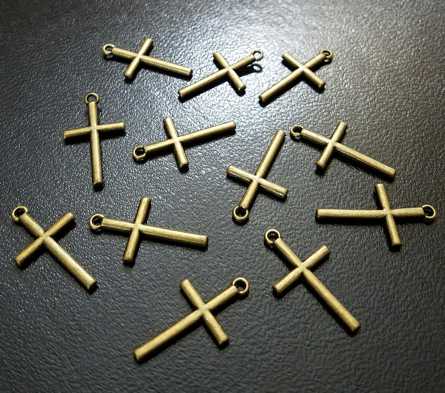 ESC-CR79: Antique Brass Tiny Cross Charms: 12x21mm: 10pcs