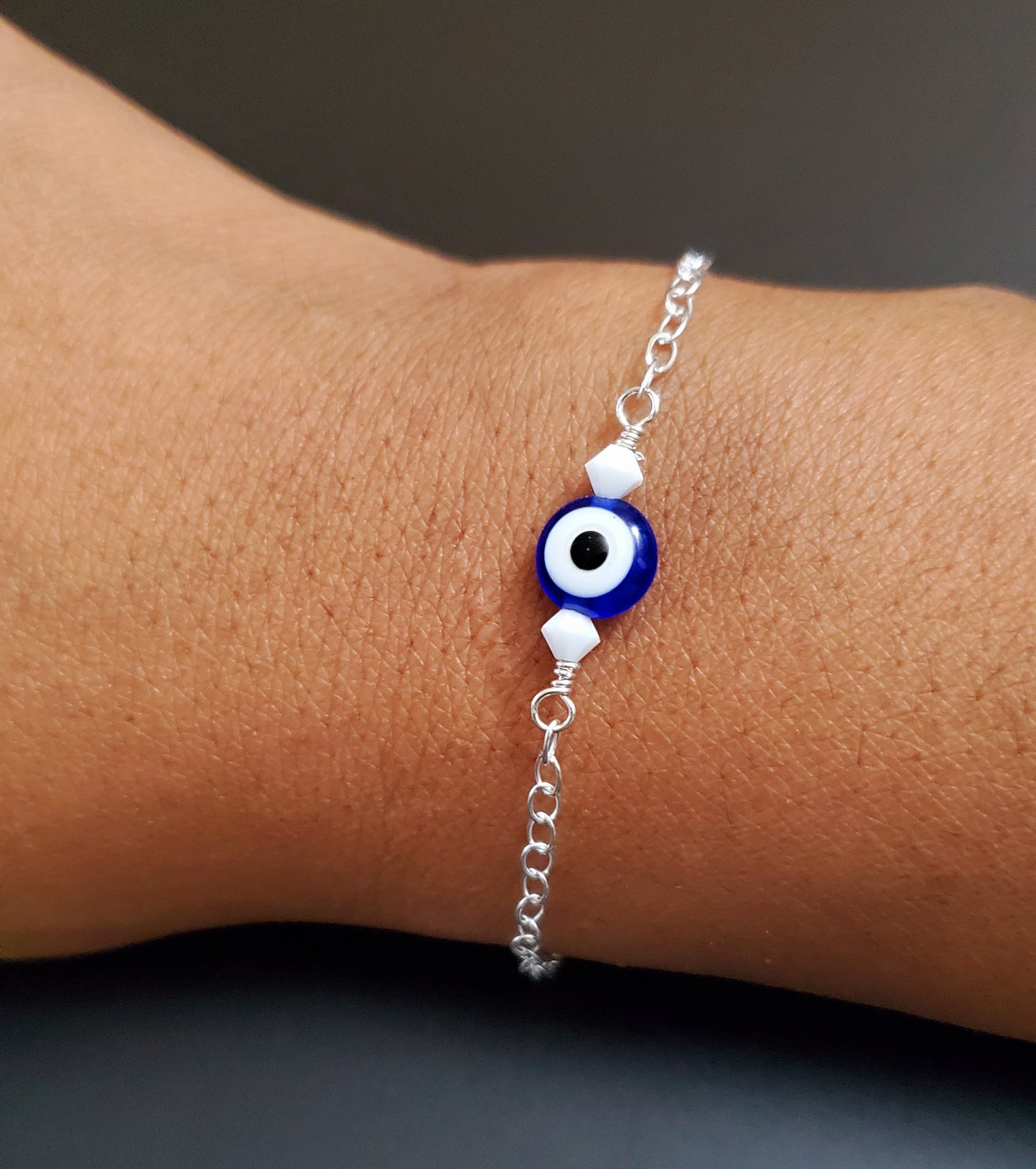 Sterling Silver Evil Eye Bracelet