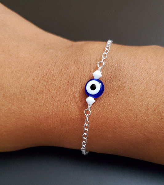 Sterling Silver Evil Eye Bracelet