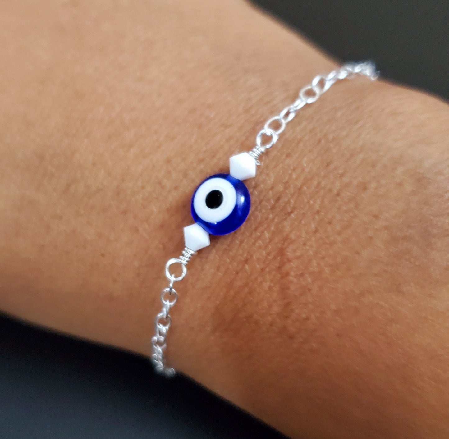 Sterling Silver Evil Eye Bracelet