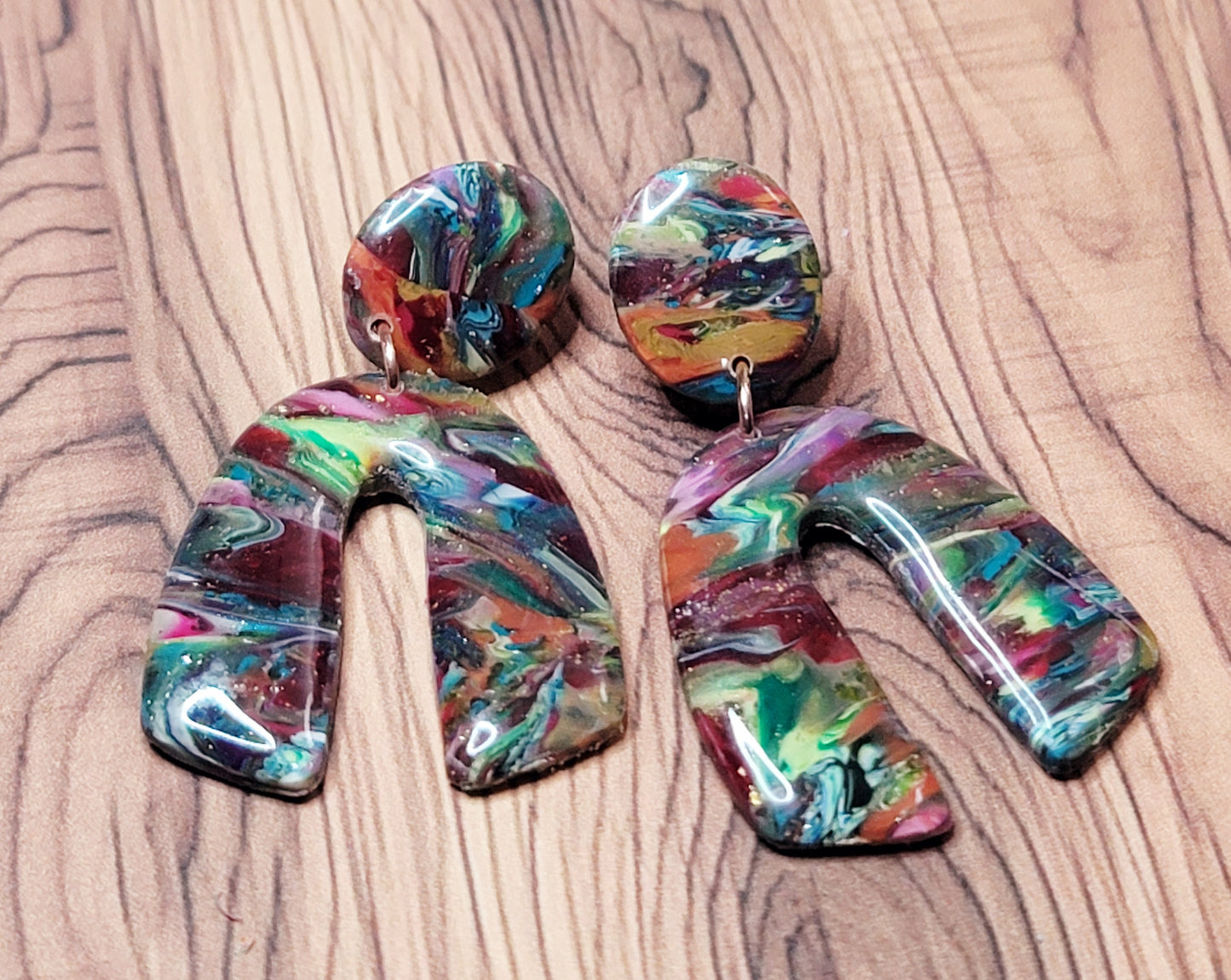 Daniela: Scallop Translucent Colored Scraped Polymer Clay Earrings