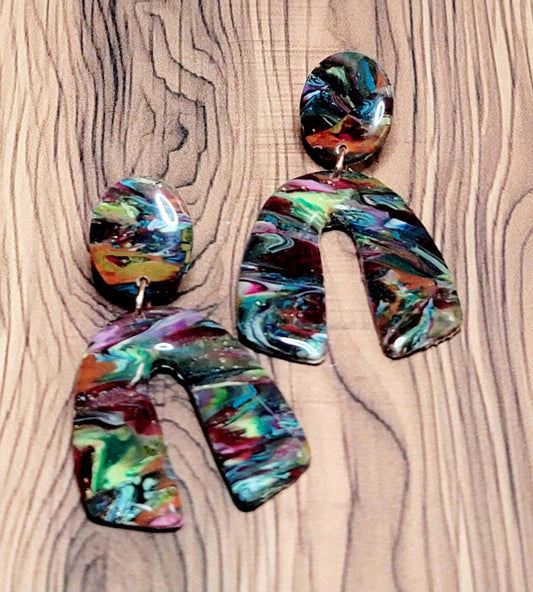 Daniela: Scallop Translucent Colored Scraped Polymer Clay Earrings