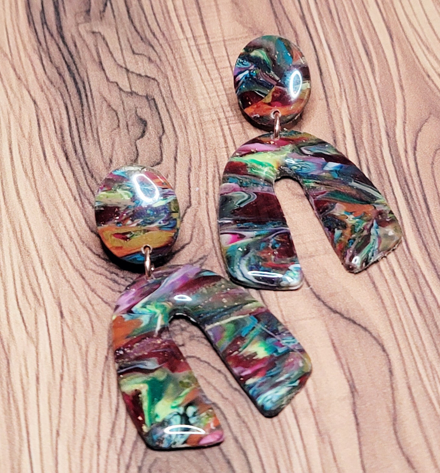 Daniela: Scallop Translucent Colored Scraped Polymer Clay Earrings