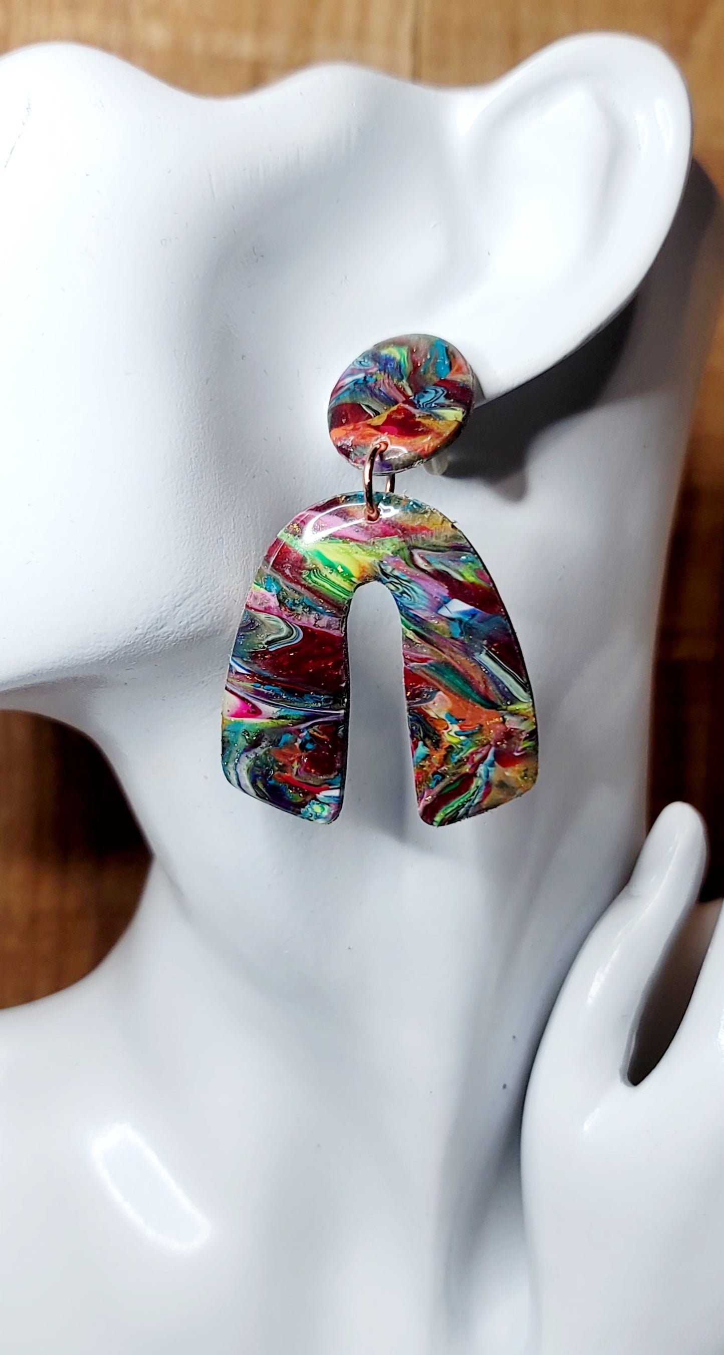 Daniela: Scallop Translucent Colored Scraped Polymer Clay Earrings