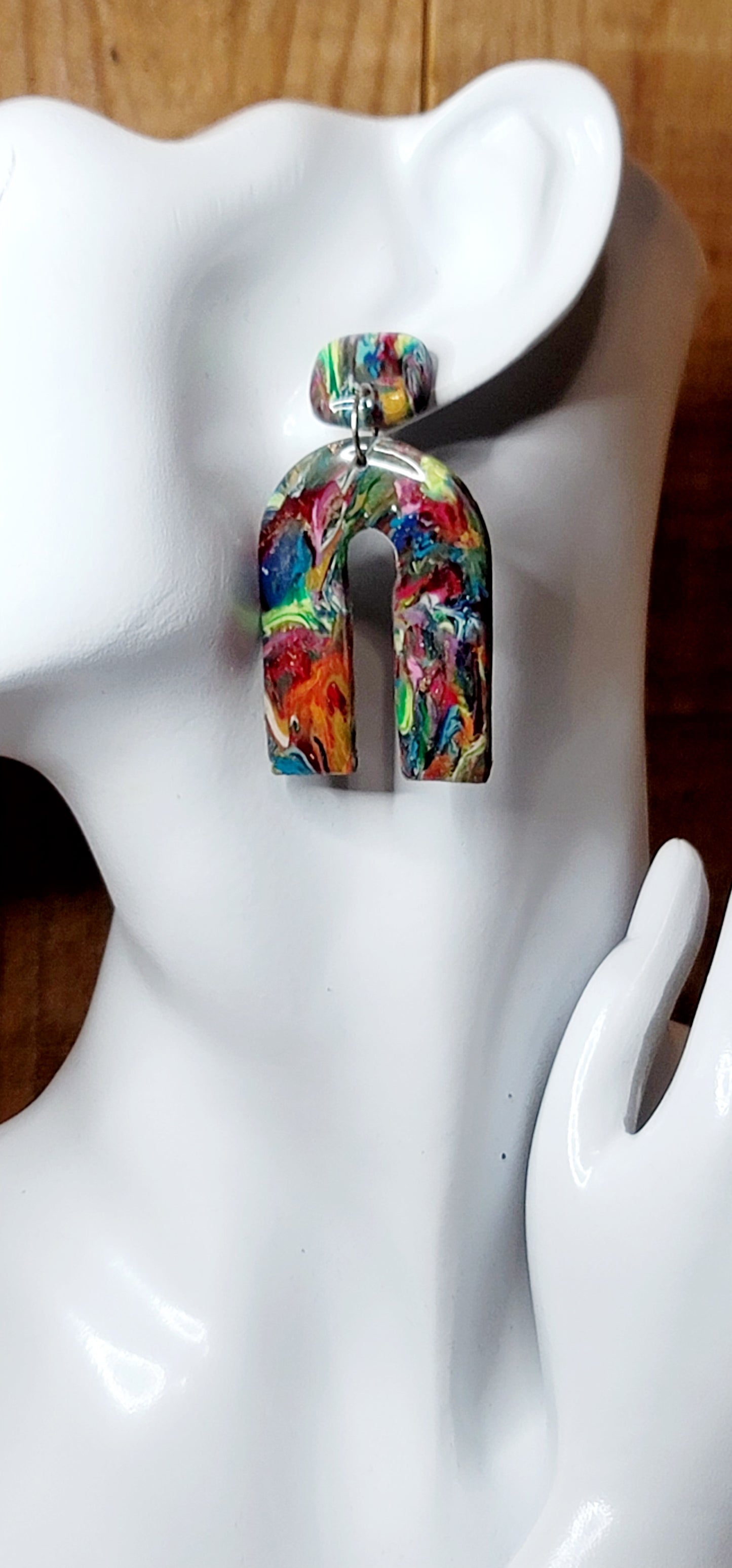 Sabrina: Ushaped Translucent Colored Scraped Polymer Clay Earrings