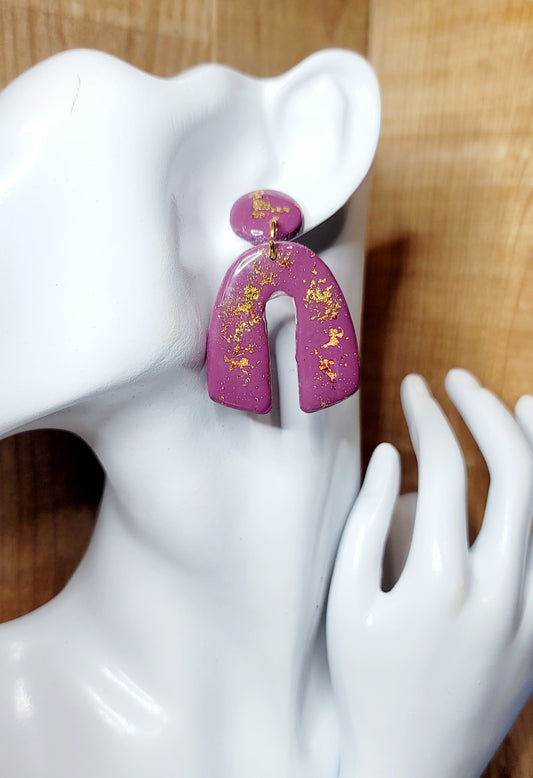 Karelis: Tyrian Purple U Shape Polymer Clay Earrings