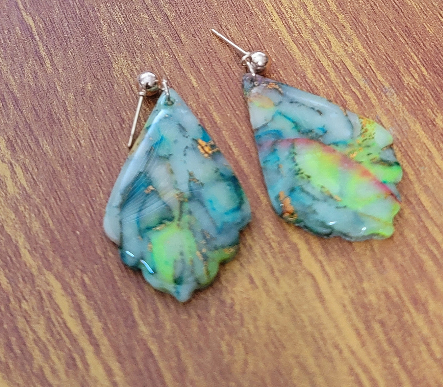 Athena: Translucent Inked Polymer Clay Earrings: