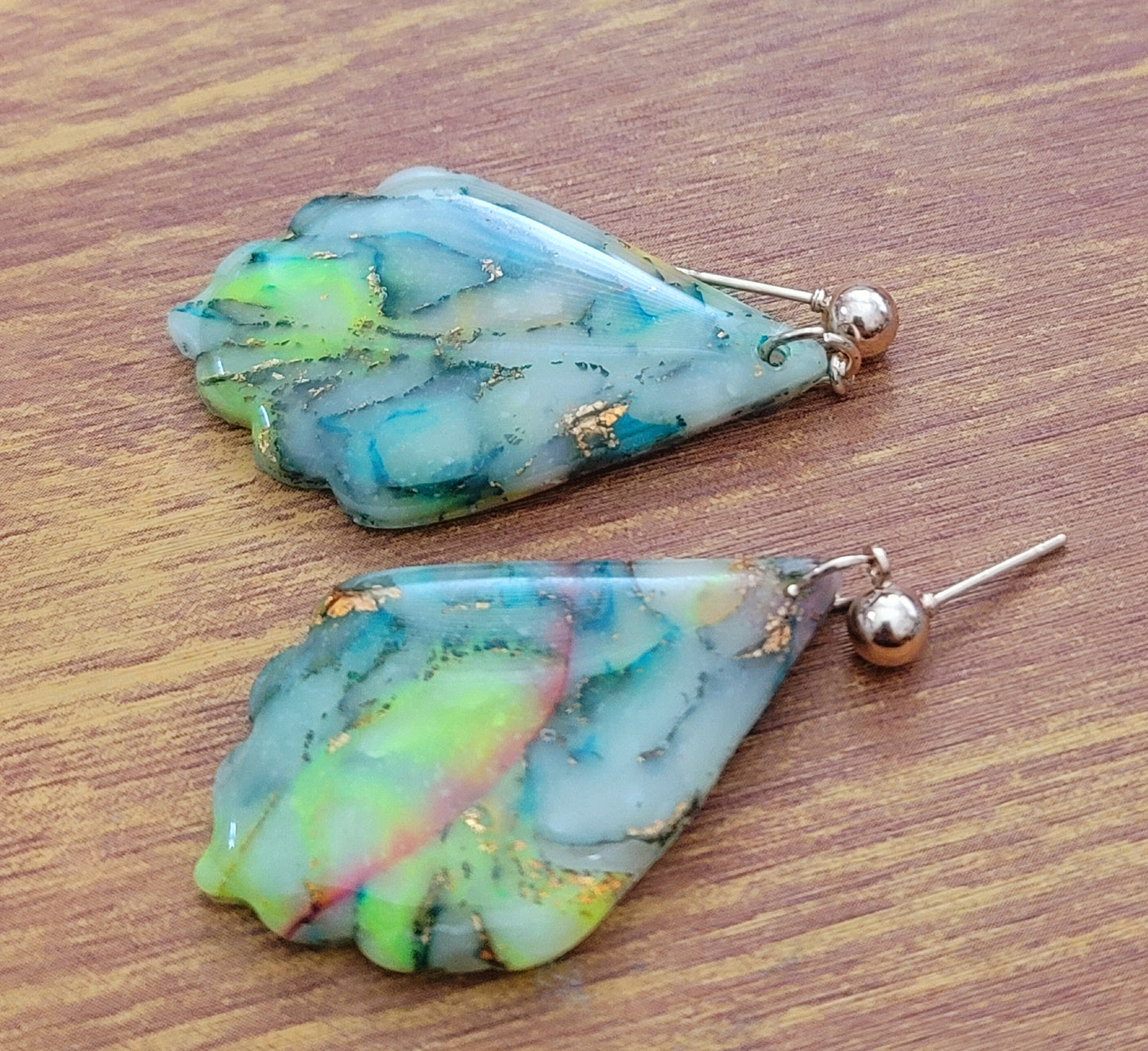 Athena: Translucent Inked Polymer Clay Earrings: