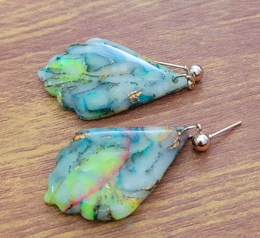 Athena: Translucent Inked Polymer Clay Earrings: