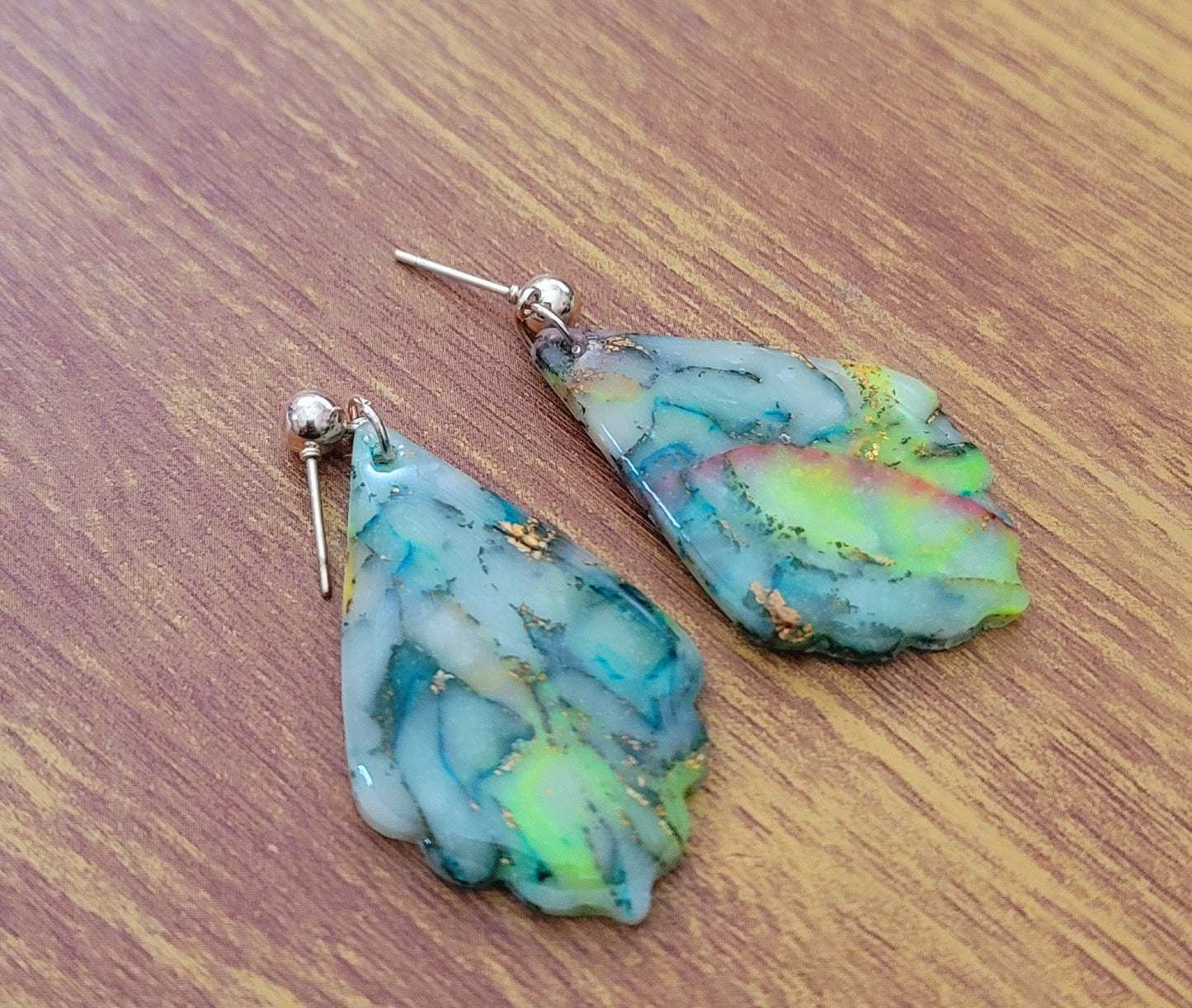 Athena: Translucent Inked Polymer Clay Earrings: