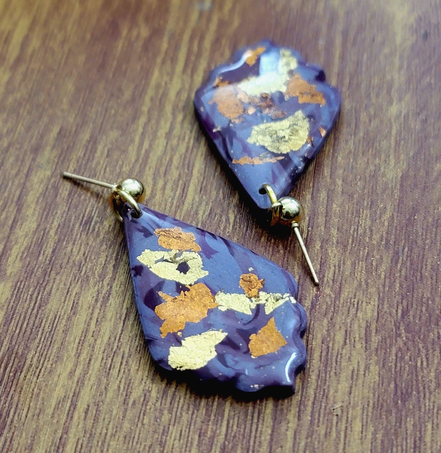 Abigail: Tyrian Purple Shell Shape Polymer Clay Earrings