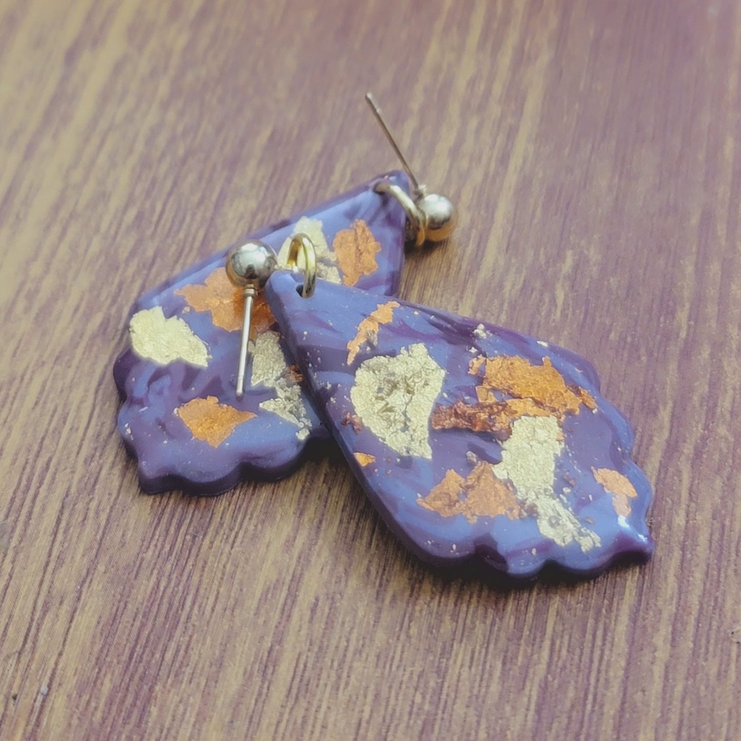 Abigail: Tyrian Purple Shell Shape Polymer Clay Earrings