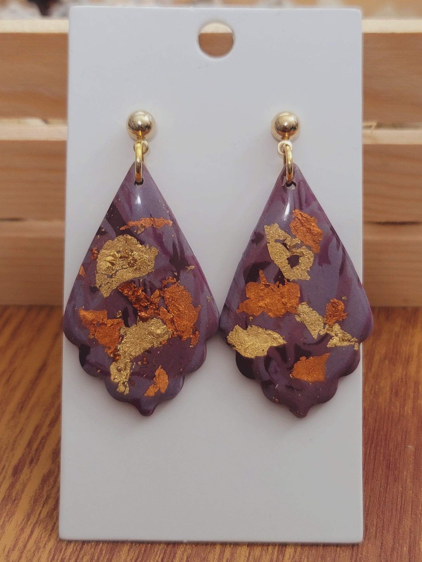 Abigail: Tyrian Purple Shell Shape Polymer Clay Earrings