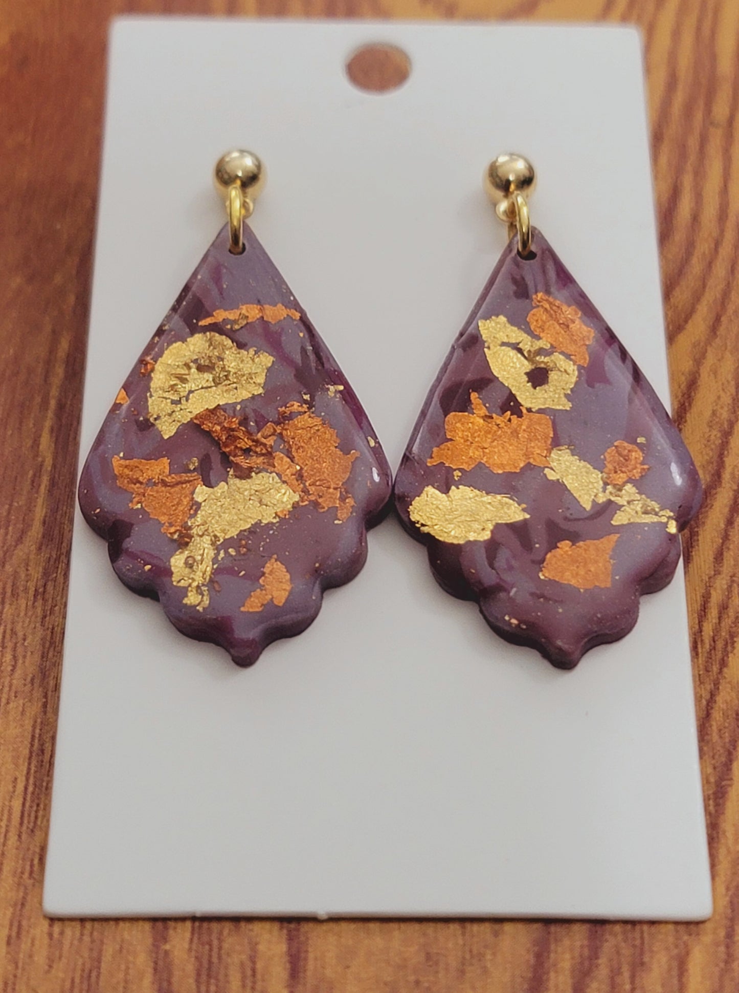 Abigail: Tyrian Purple Shell Shape Polymer Clay Earrings