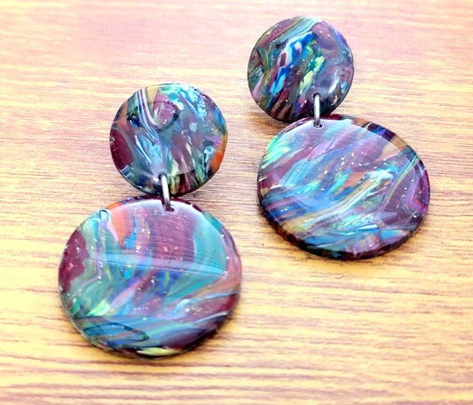 Topacio: Translucent Colored Scraped Polymer Clay Earrings