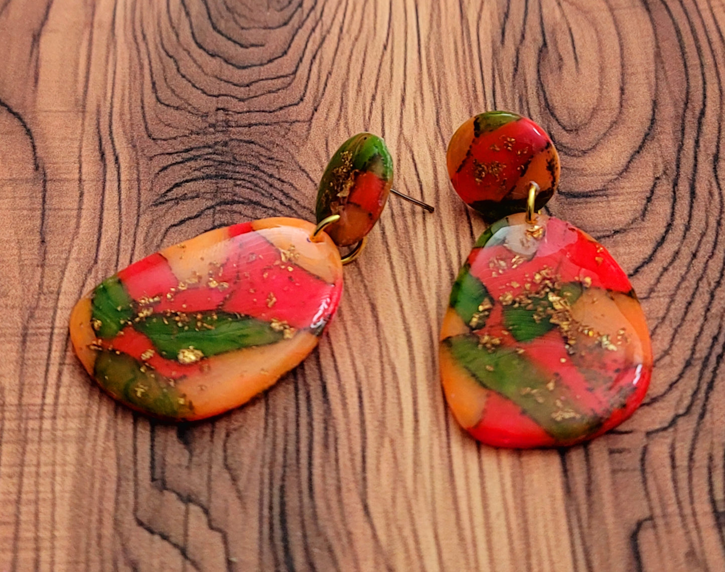 Marisol: Orange Colored Translucent Polymer Clay Earrings