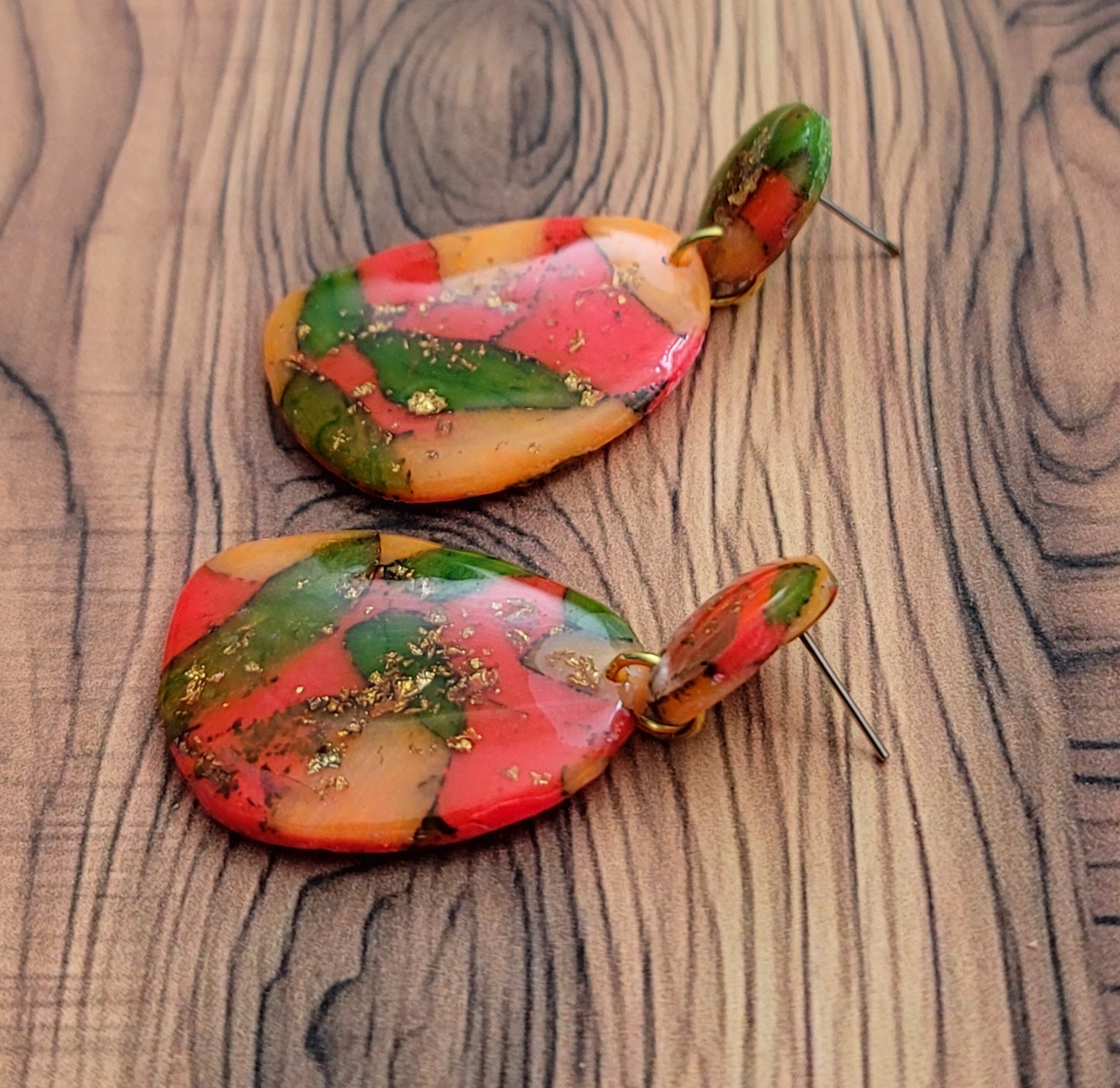 Marisol: Orange Colored Translucent Polymer Clay Earrings