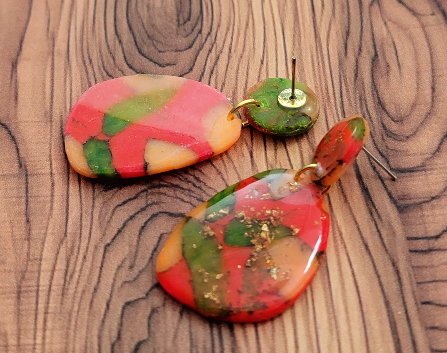 Marisol: Orange Colored Translucent Polymer Clay Earrings