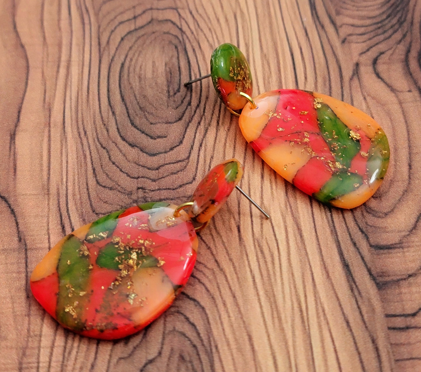 Marisol: Orange Colored Translucent Polymer Clay Earrings