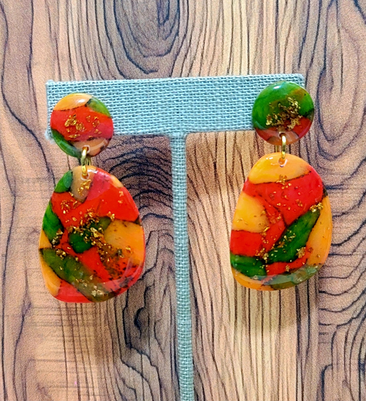 Marisol: Orange Colored Translucent Polymer Clay Earrings