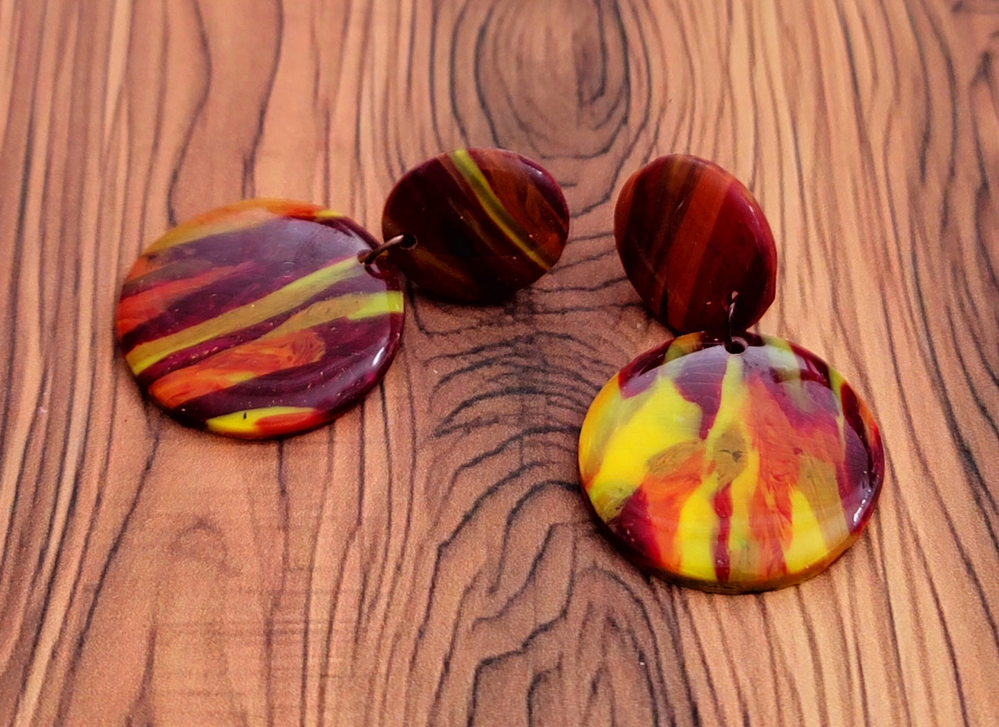 Ember: Fire Pattern Polymer Clay Earring