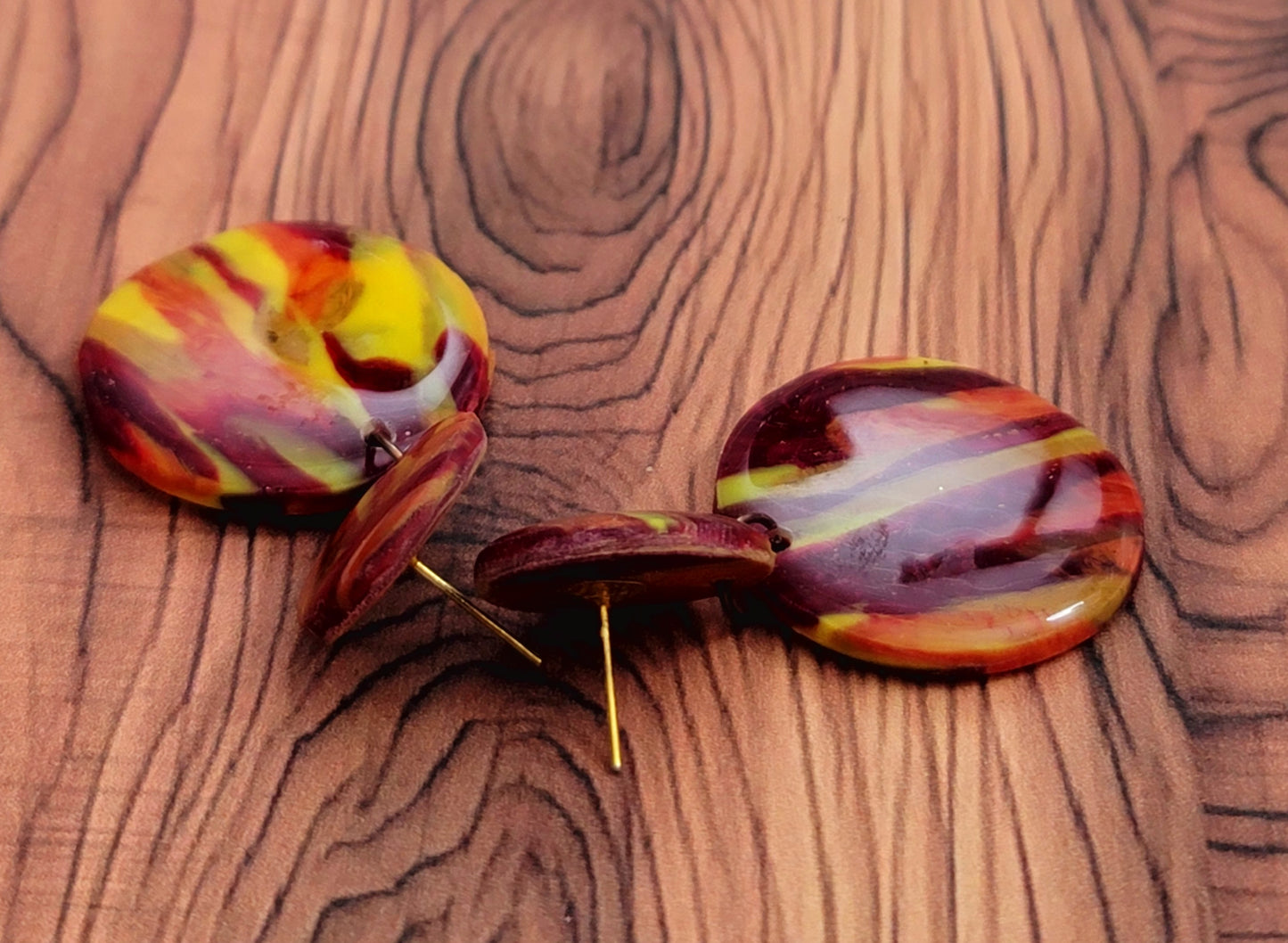 Ember: Fire Pattern Polymer Clay Earring