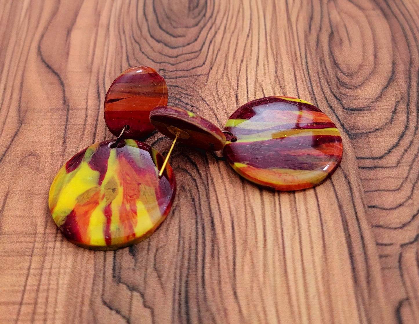 Ember: Fire Pattern Polymer Clay Earring