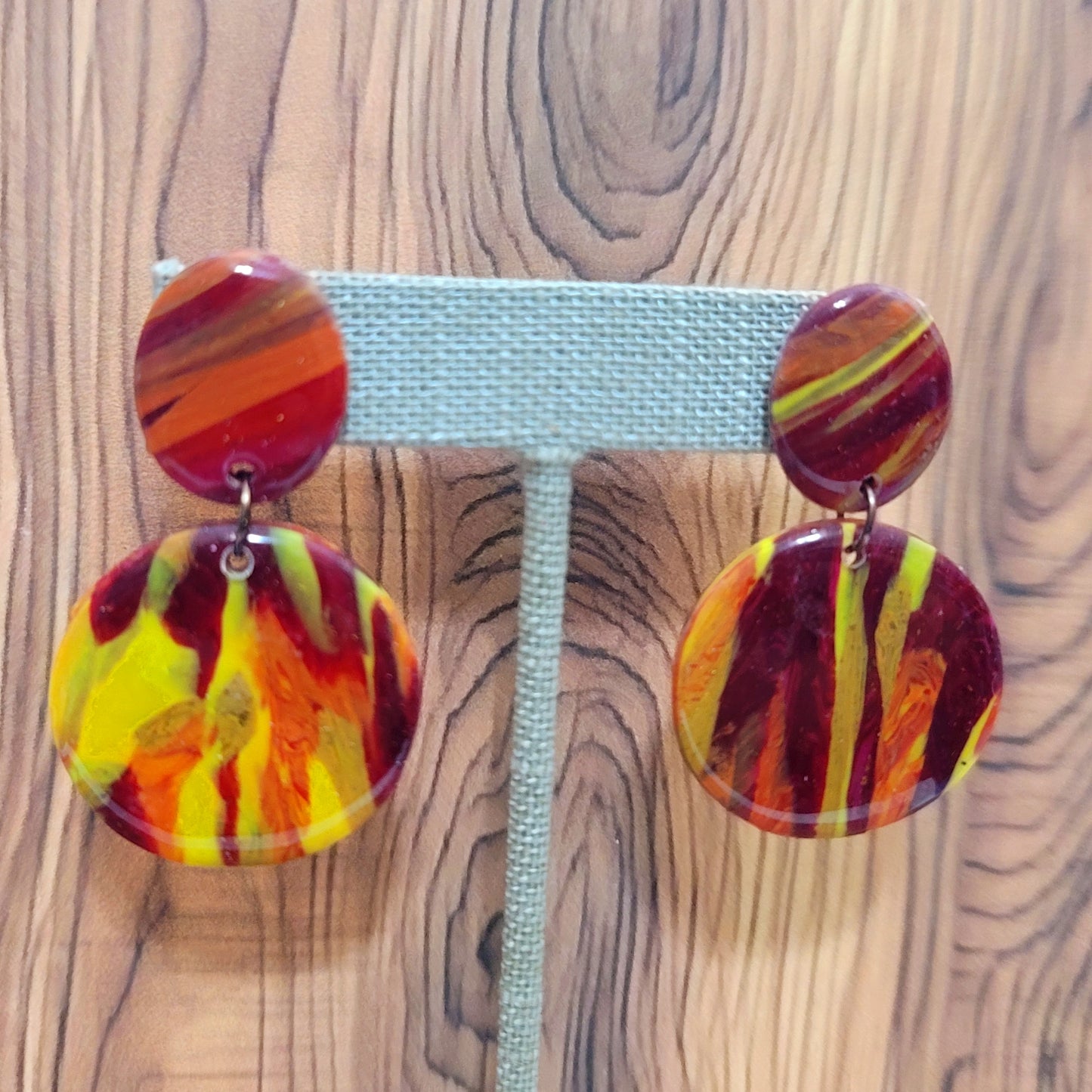 Ember: Fire Pattern Polymer Clay Earring