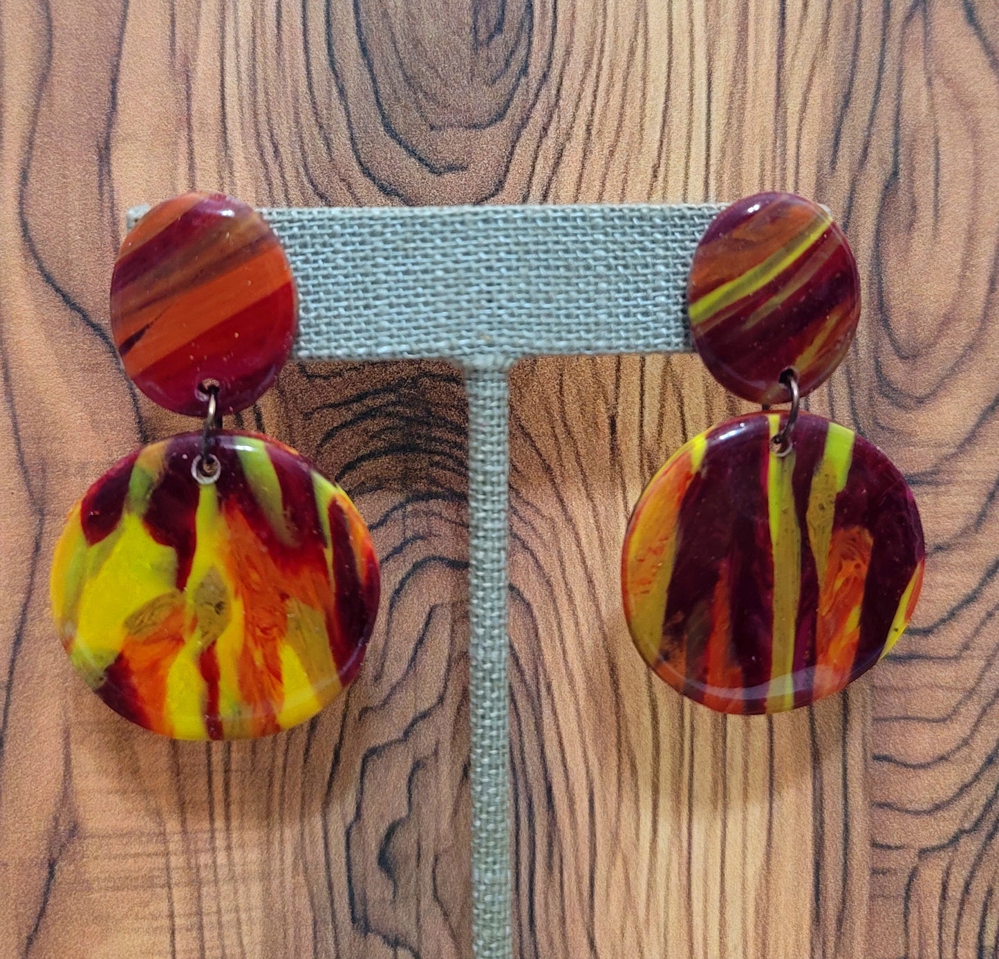 Ember: Fire Pattern Polymer Clay Earring