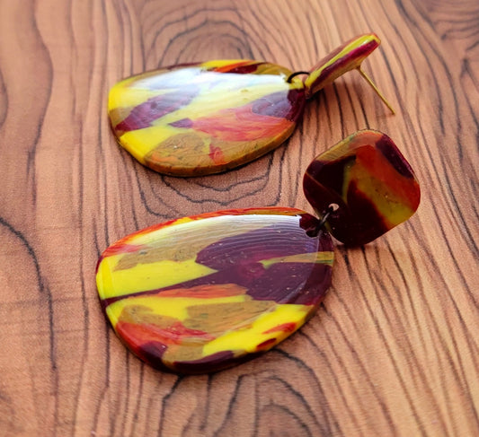 Riza: Fire Pattern Polymer Clay Earring